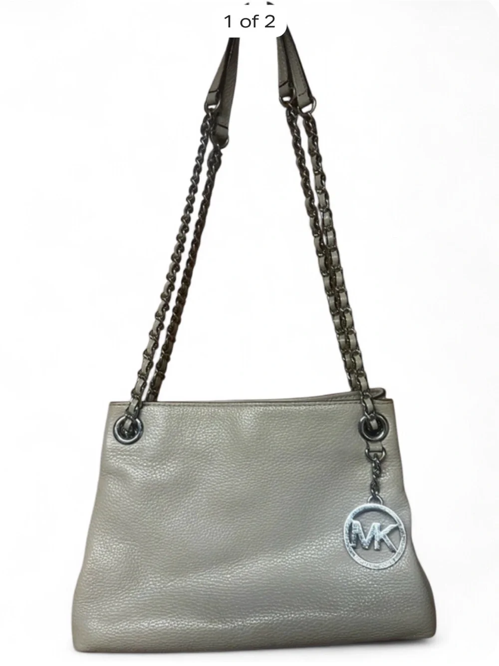Michael Kors Grey Pebbled Leather Chain Shoulder Bag